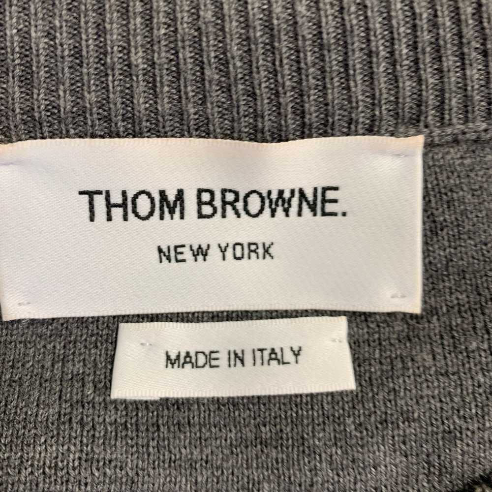 Thom Browne Grey White Knit Cotton Crew Neck Pull… - image 5