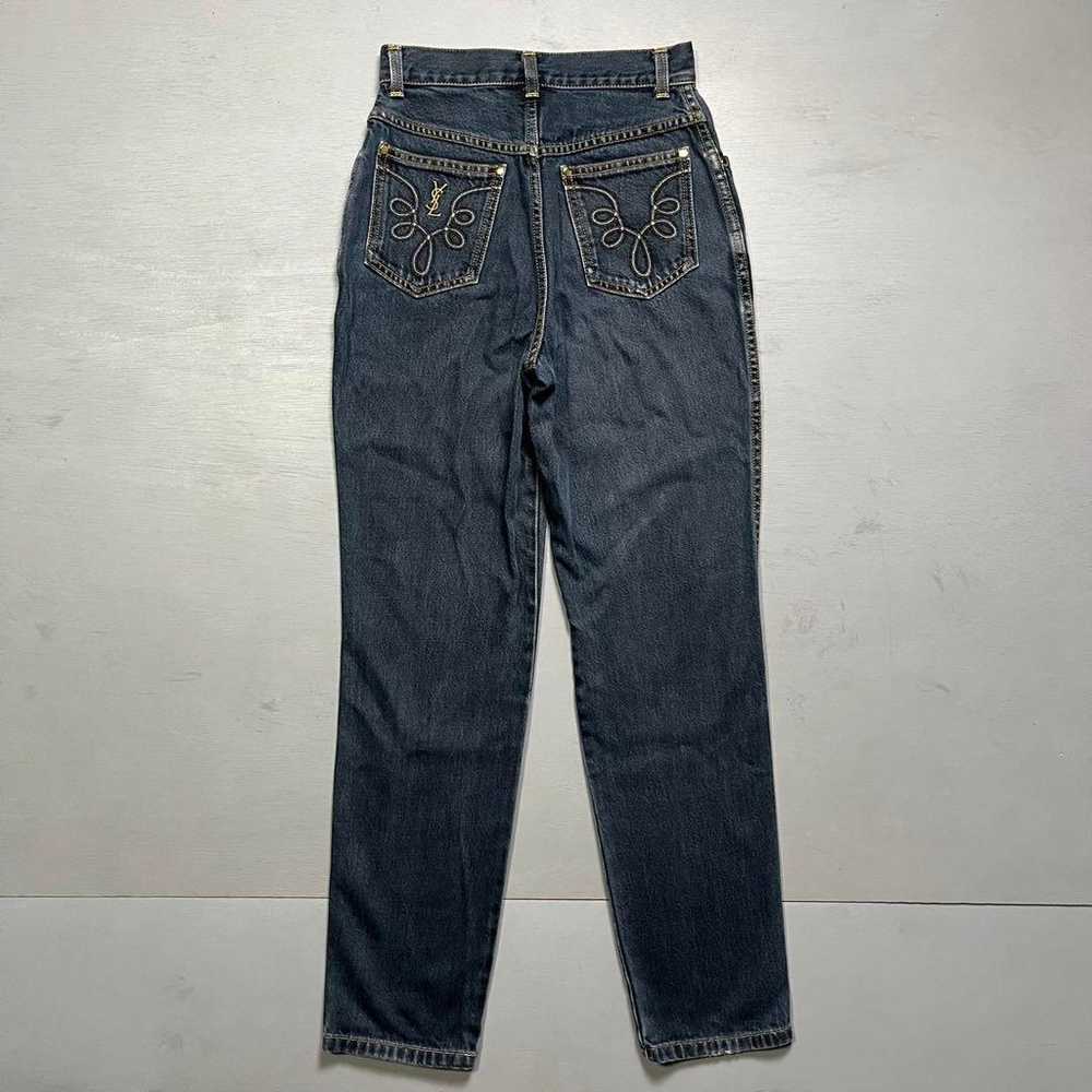 YVES SAINT LAURENT Denim Jeans Embroidery Y2K Siz… - image 2