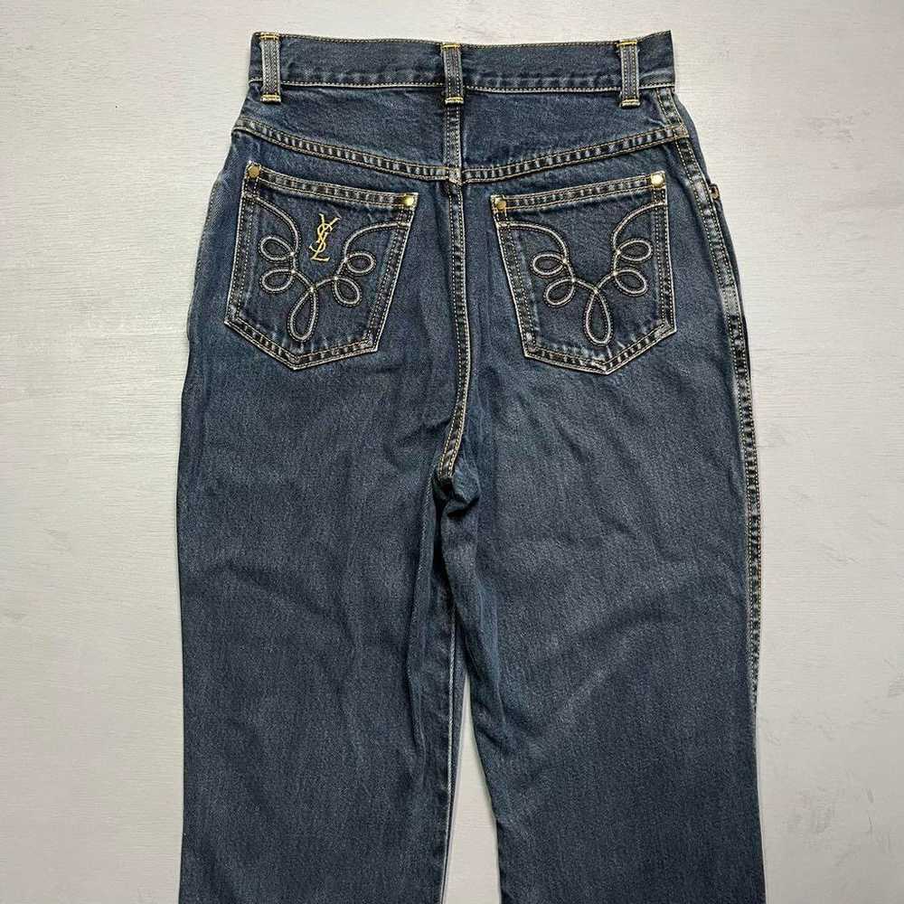 YVES SAINT LAURENT Denim Jeans Embroidery Y2K Siz… - image 4