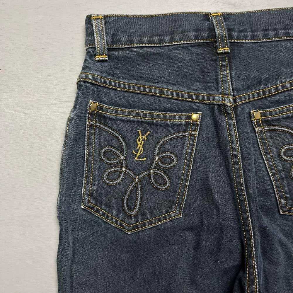 YVES SAINT LAURENT Denim Jeans Embroidery Y2K Siz… - image 6