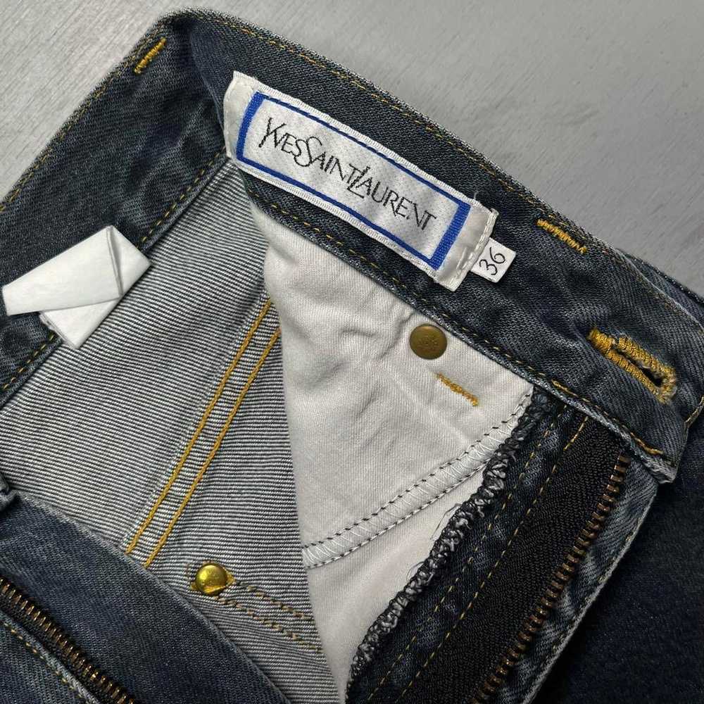 YVES SAINT LAURENT Denim Jeans Embroidery Y2K Siz… - image 8