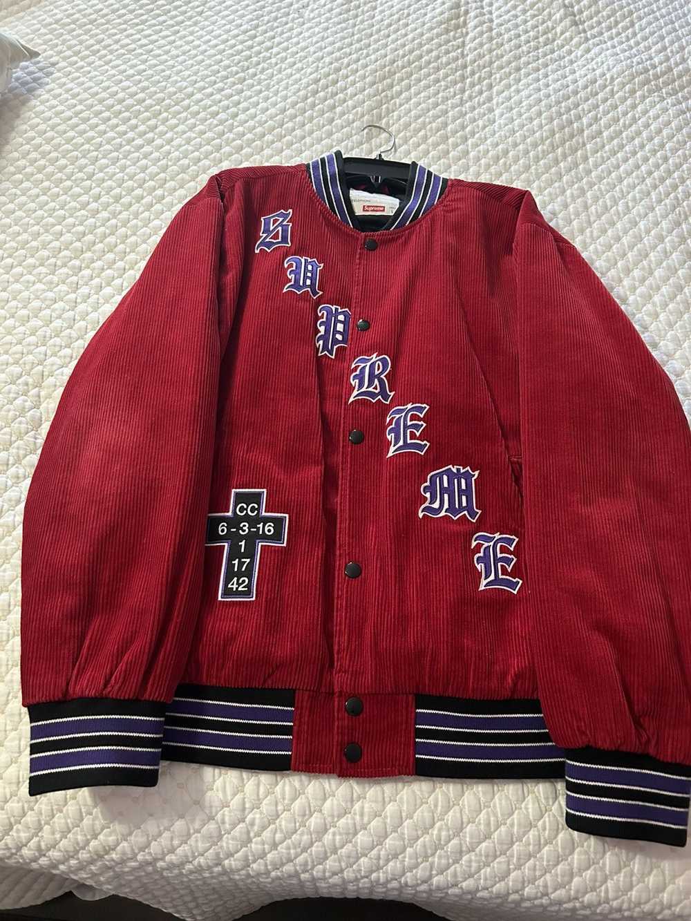 Supreme Supreme Old English Corduroy Varsity Jack… - image 1