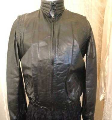 80s black leather jacket - Gem