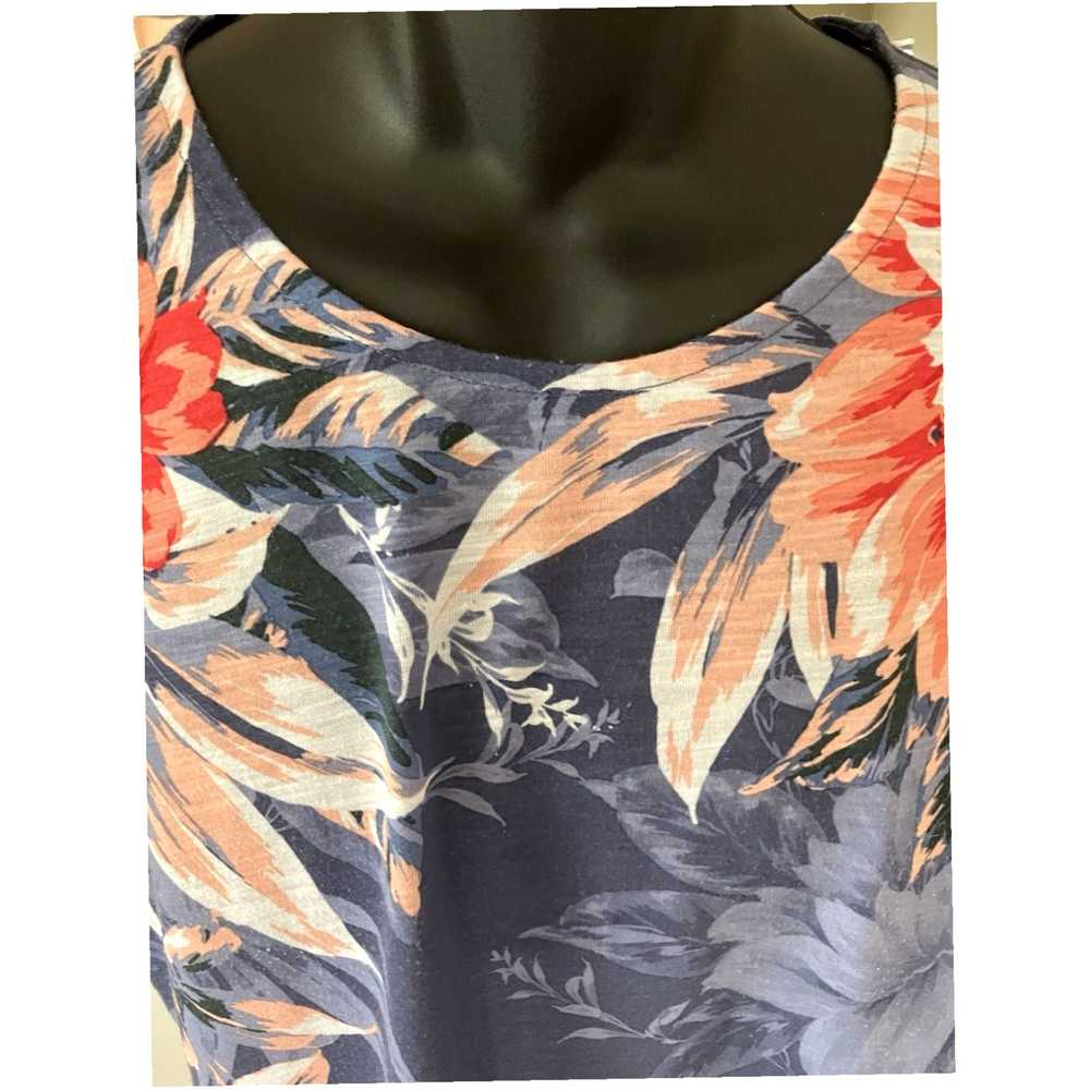 Vintage Women's Medium Blue Pink Peach Floral Pat… - image 3