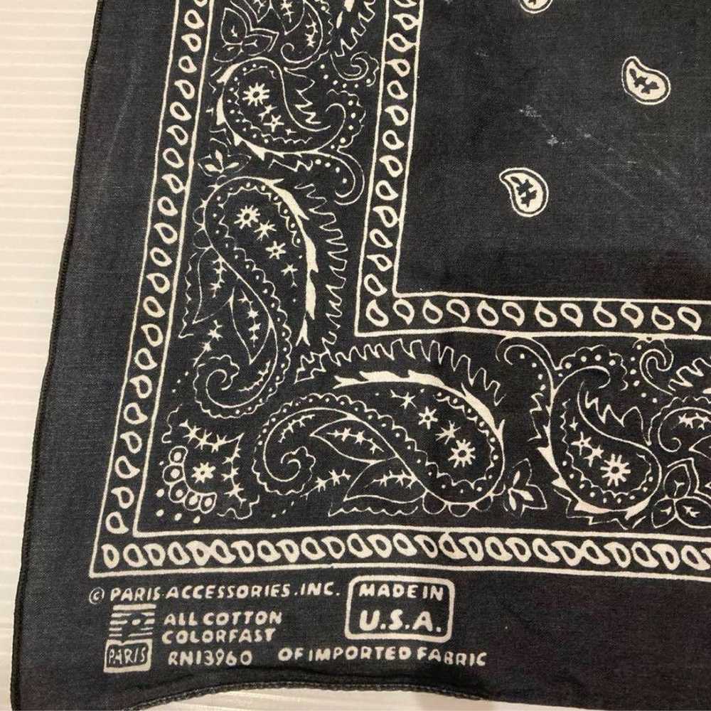 70s 80s black vintage bandana Made in USA - image 2