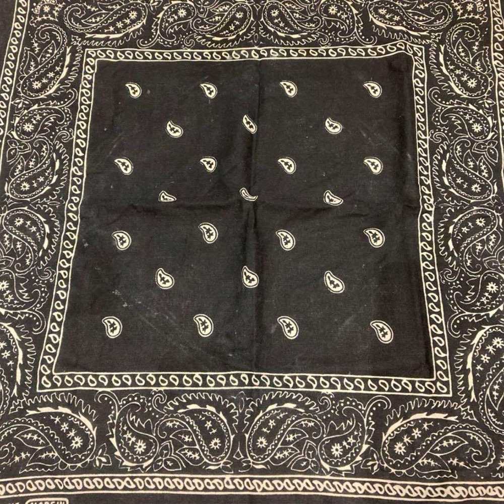 70s 80s black vintage bandana Made in USA - image 3