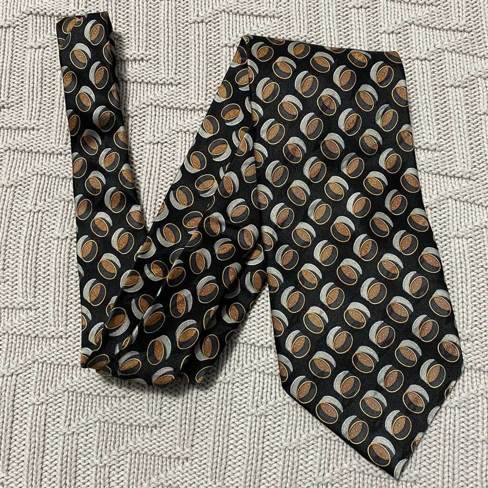 Vintage Valentino bronze patterned silk tie - image 1