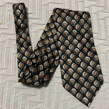 Vintage Valentino bronze patterned silk tie - image 1