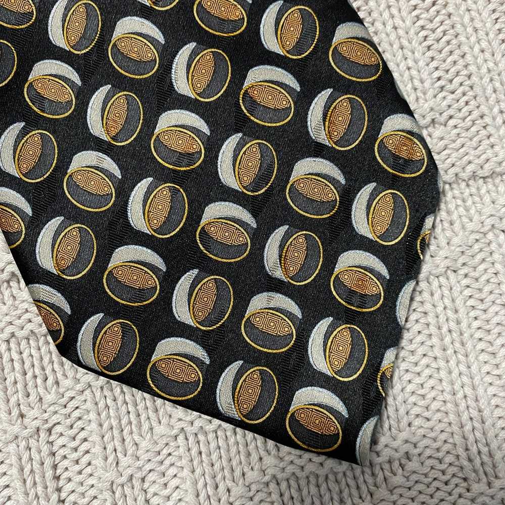 Vintage Valentino bronze patterned silk tie - image 2