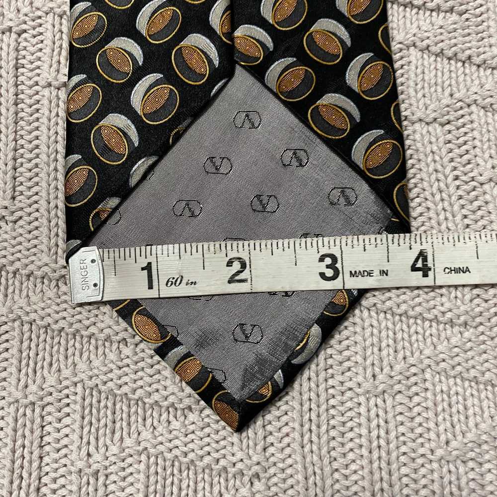 Vintage Valentino bronze patterned silk tie - image 5