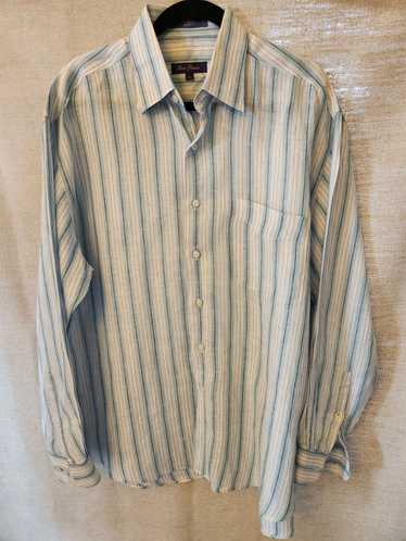 Alan Flusser 100% Linen Striped Long Sleeve Butto… - image 1