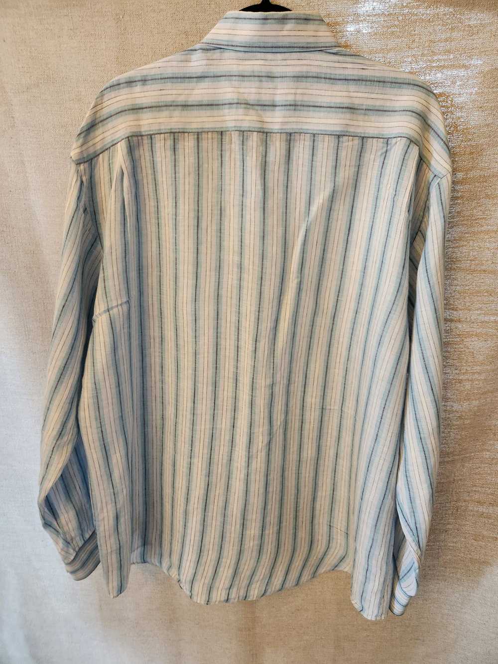 Alan Flusser 100% Linen Striped Long Sleeve Butto… - image 2