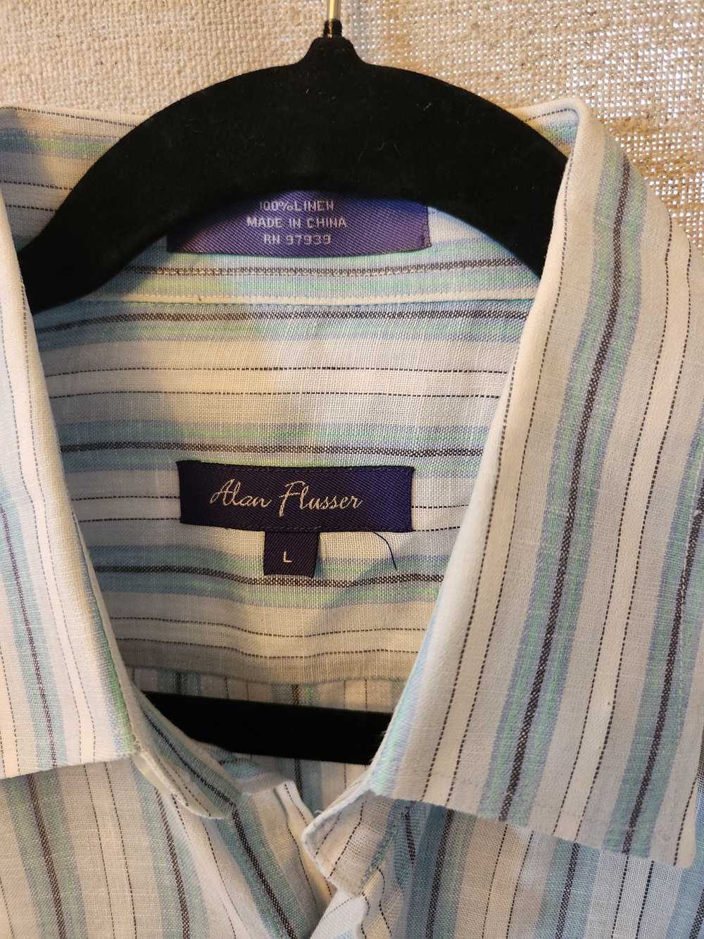 Alan Flusser 100% Linen Striped Long Sleeve Butto… - image 3