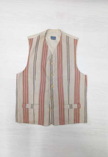 80's Vintage Kenzo Waistcoat Beige Multi Striped