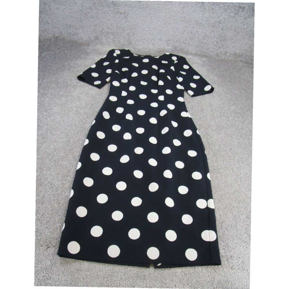 Vintage Navy Blue Polka Dot Body Hugging Fitted W… - image 1