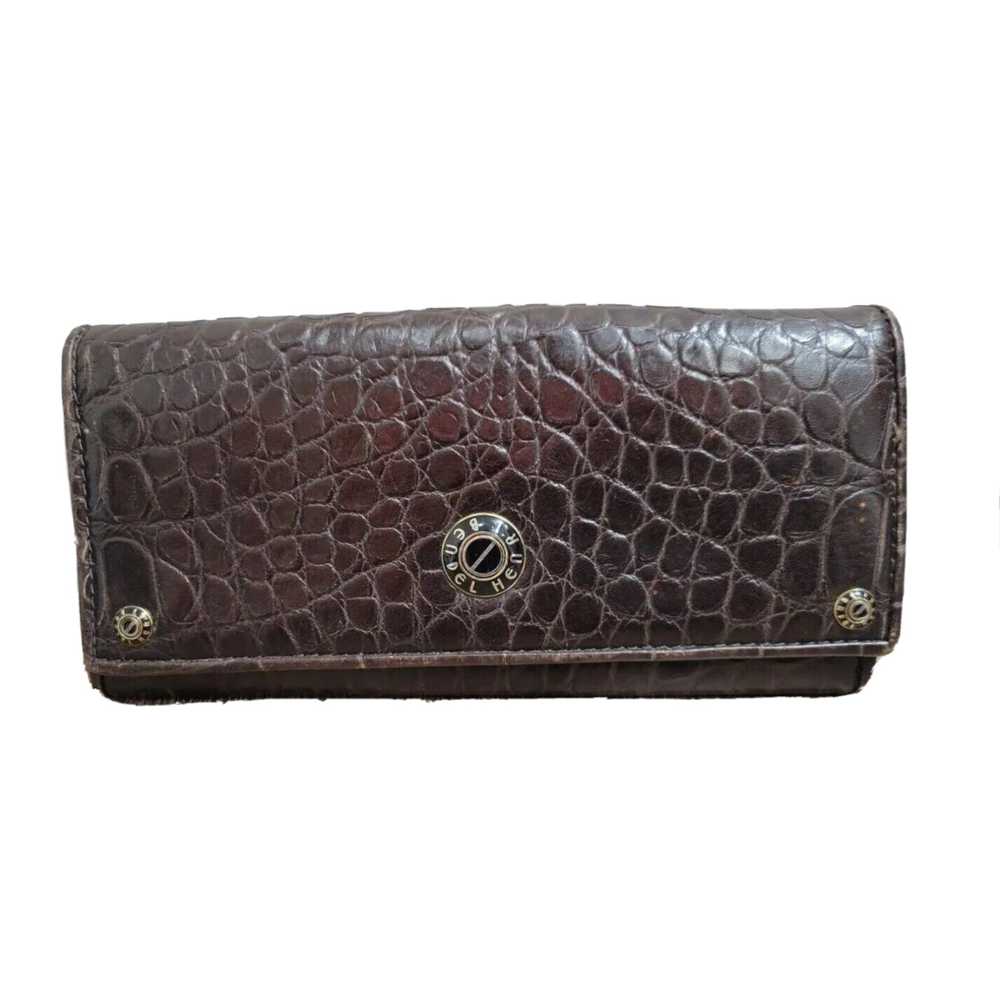 Henri Bendel Brown Leather Envelope Wallet with E… - image 1