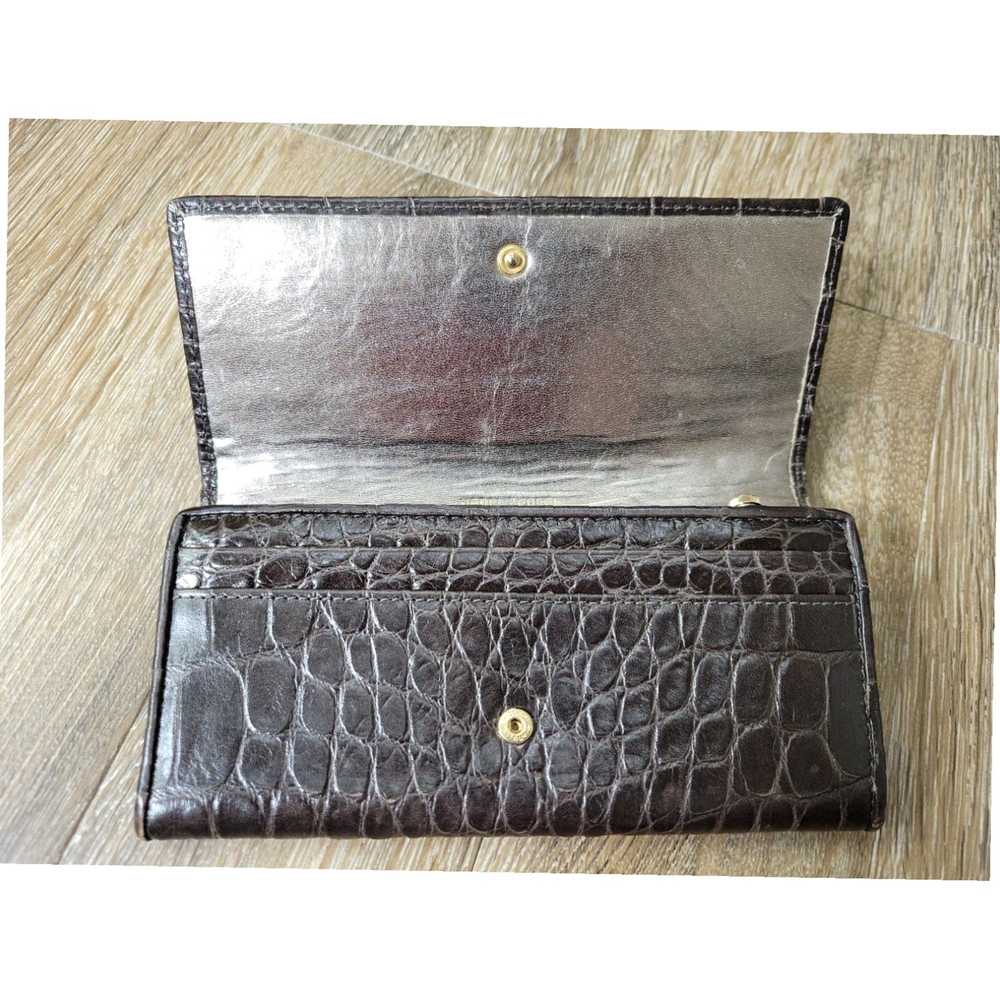 Henri Bendel Brown Leather Envelope Wallet with E… - image 4