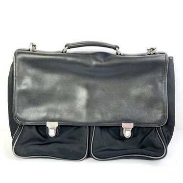 Coach Vintage Black Leather Briefcase Messenger L… - image 1