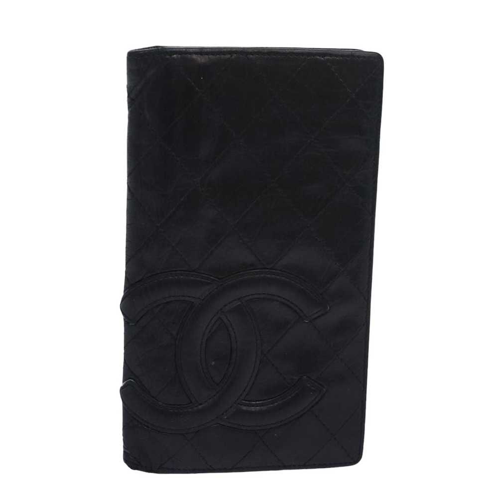 CHANEL Cambon Line Long Wallet Leather Black CC A… - image 1