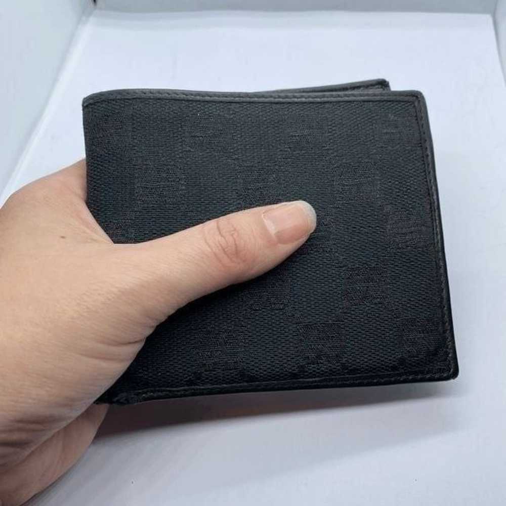 Authentic Gucci Black Canvas & Leather Bifold Wal… - image 5