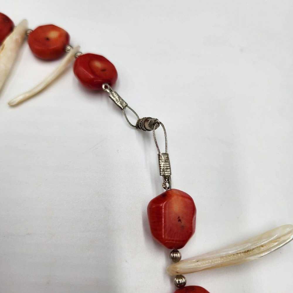 Vintage Handmade Statement Necklace with Coral an… - image 3