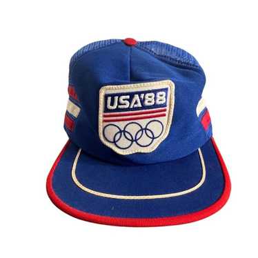 Vintage 1988 USA Olympics Snap Back Trucker Hat - image 1