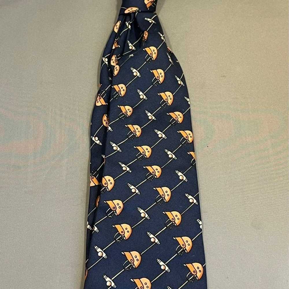 Vintage gucci pure silk 1973 navy blue tie - image 1