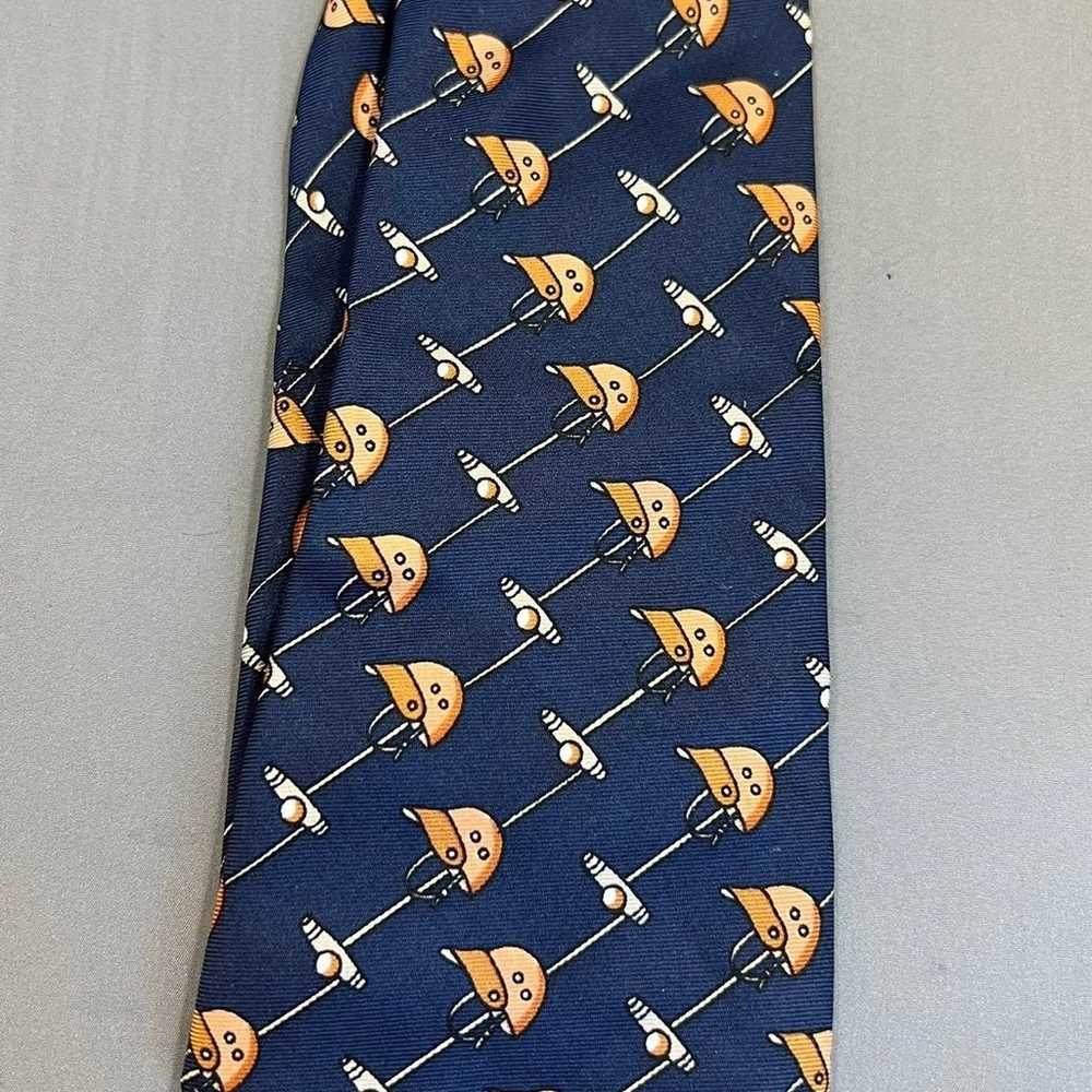 Vintage gucci pure silk 1973 navy blue tie - image 2