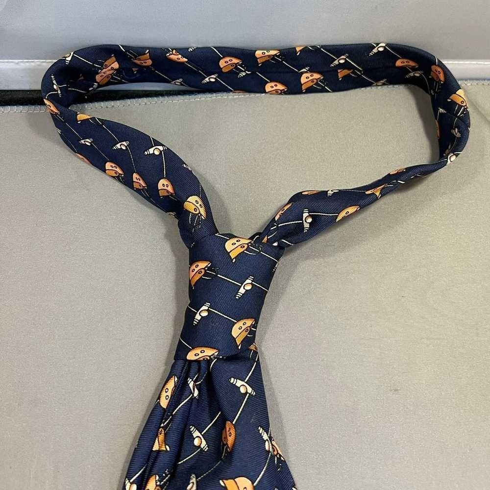 Vintage gucci pure silk 1973 navy blue tie - image 3