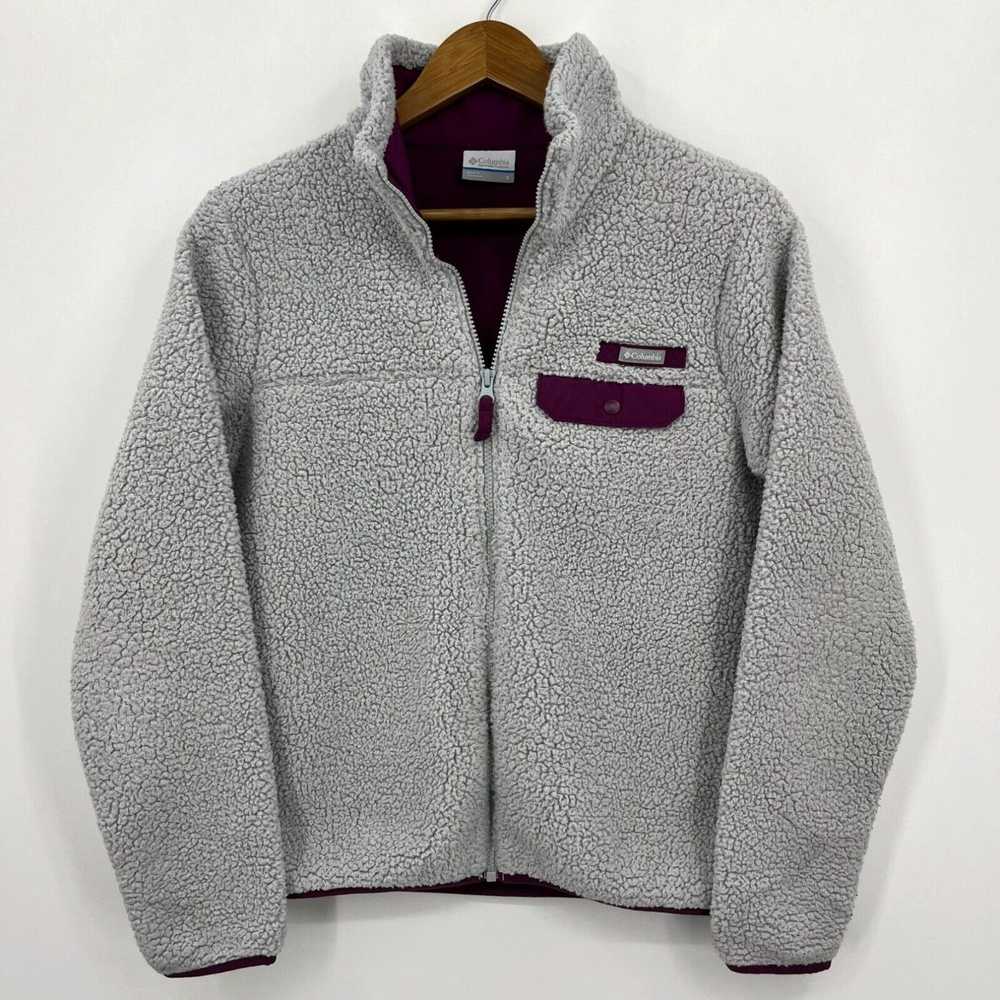 Vintage Columbia Sherpa Jacket Women's S Gray Pur… - image 1