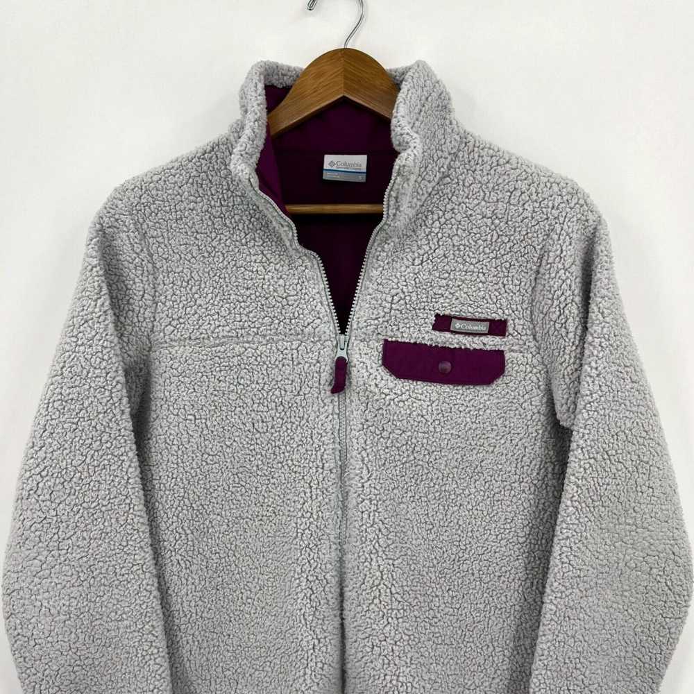 Vintage Columbia Sherpa Jacket Women's S Gray Pur… - image 2