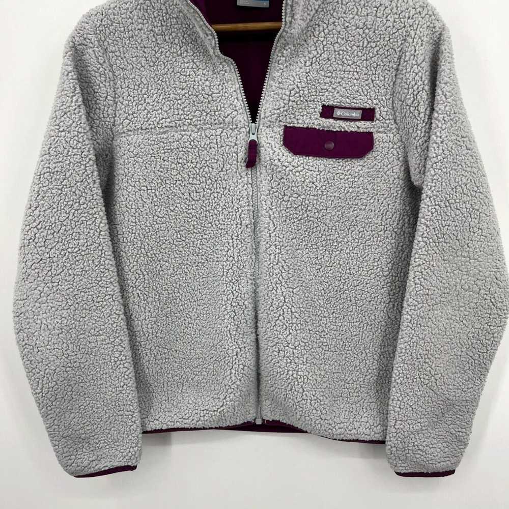 Vintage Columbia Sherpa Jacket Women's S Gray Pur… - image 3