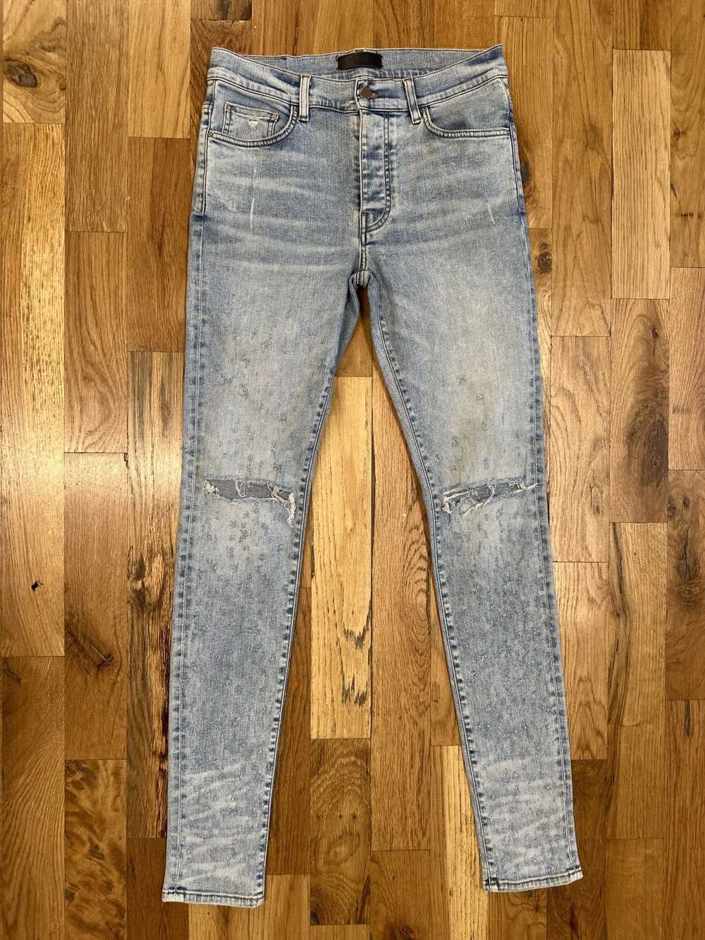 Amiri Amiri Blue Knee Rip Shotgun Denim Jeans Sz … - image 1