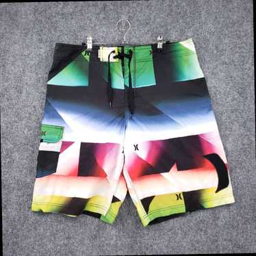 Hurley Red Blue Board Beach Swim Shorts Drawstrin… - image 1