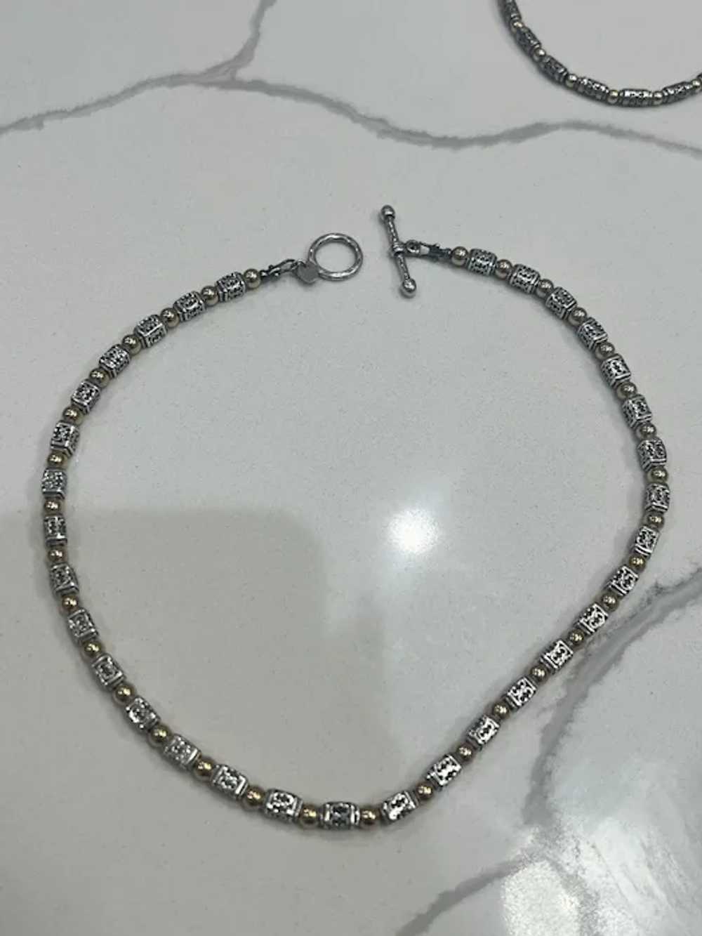 Vintage 1950's Silver Necklace & Bracelet Set - image 2