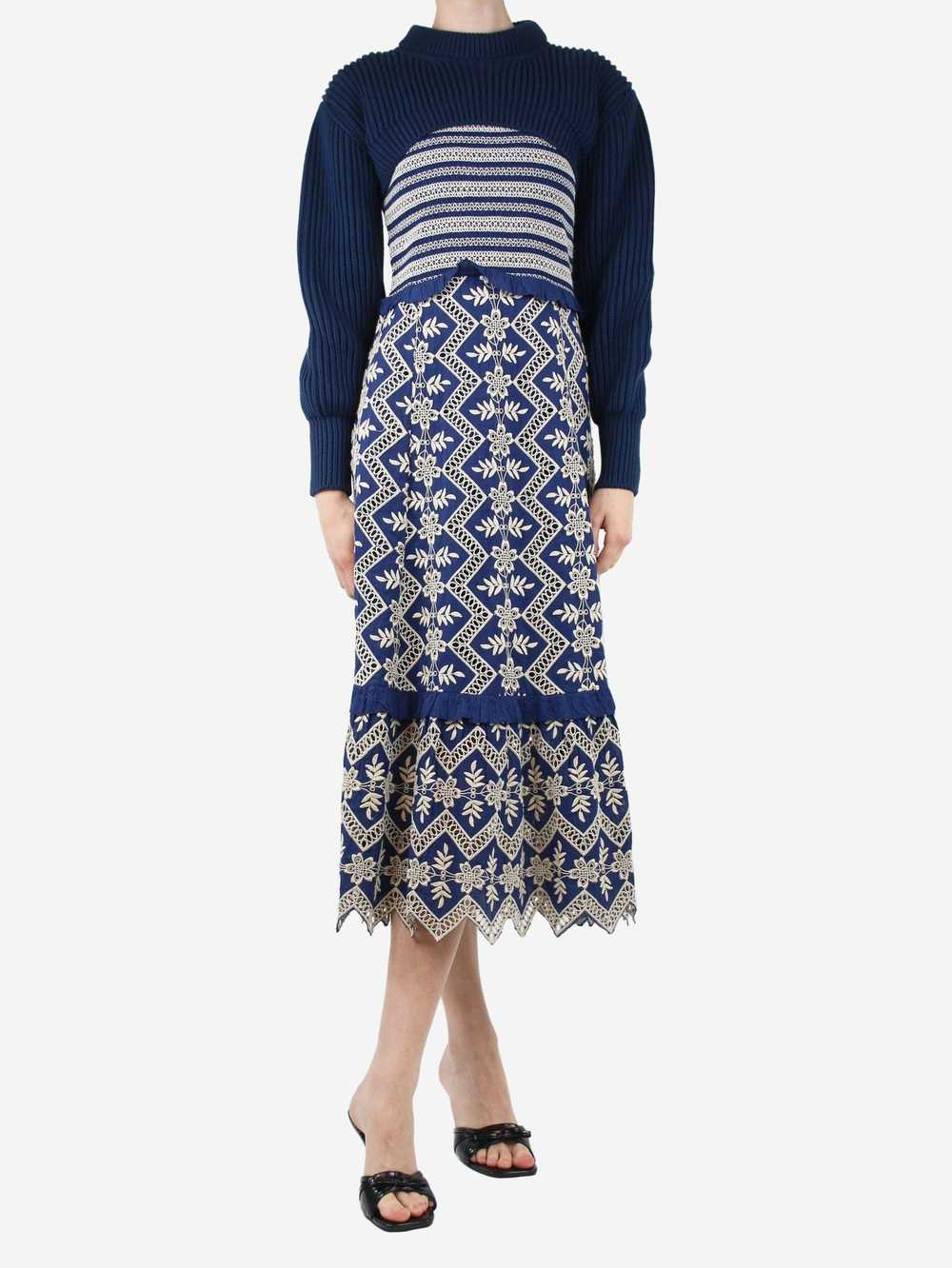 Alexander McQueen Blue puff-sleeved cropped jumpe… - image 1