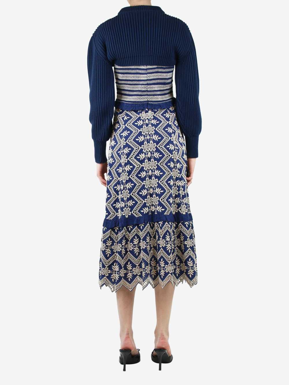 Alexander McQueen Blue puff-sleeved cropped jumpe… - image 2