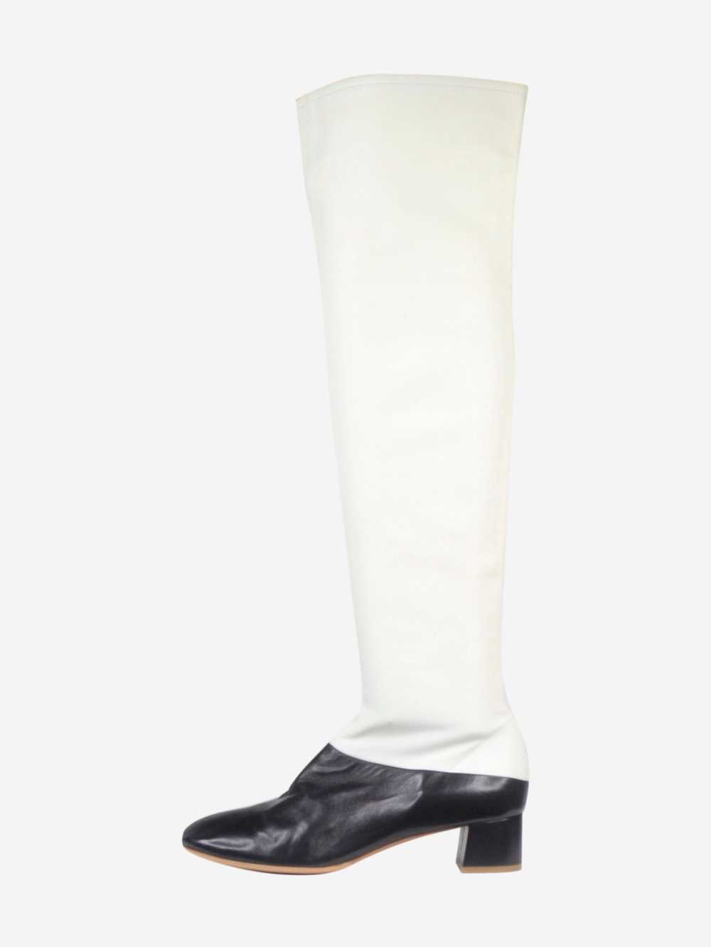 Celine White and black leather knee-high boots - … - image 1