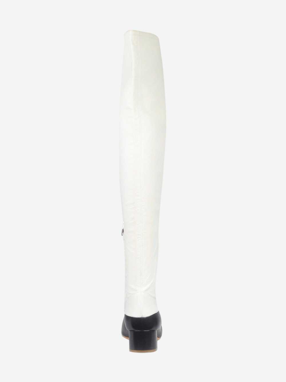 Celine White and black leather knee-high boots - … - image 3