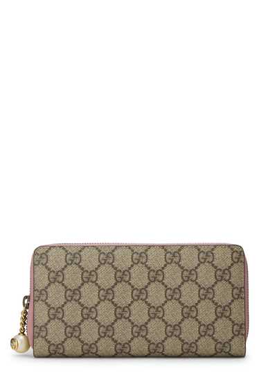 Pink GG Supreme Canvas Zip Around Wallet