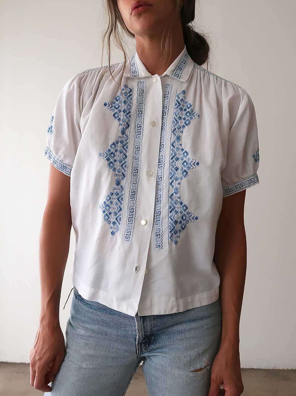 Folk Embroidered Top - image 1