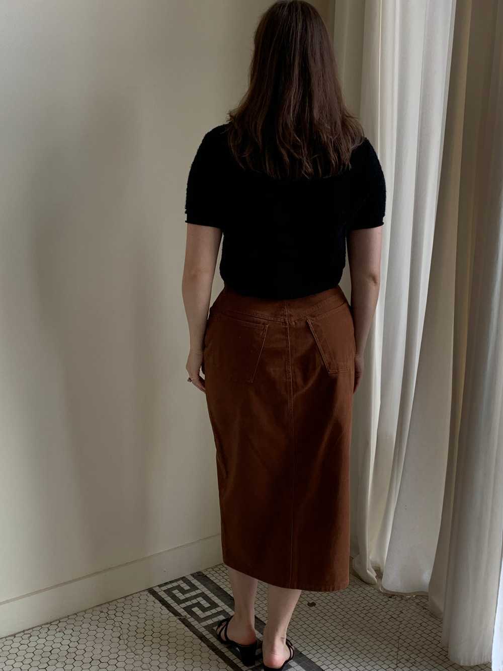 Brown denim vintage midi skirt - image 4