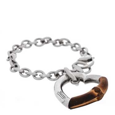 GUCCI Sterling Silver Bamboo Heart Horsebit Bracel