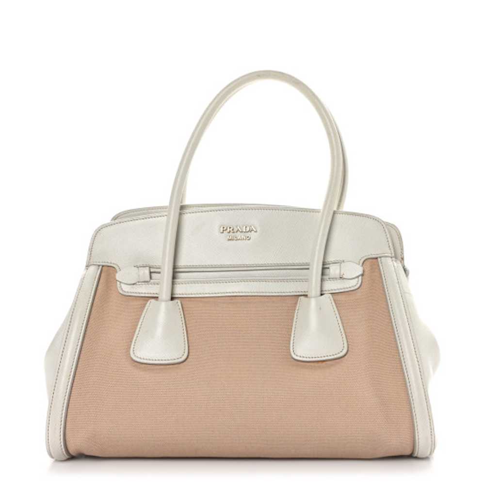 PRADA Canapa Saffiano Cuir Tote Corda Talco - image 1