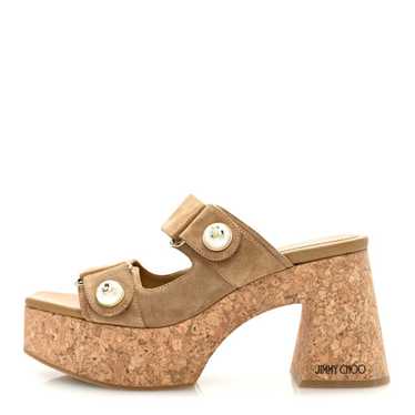 JIMMY CHOO Rattan Velvet Suede Fayence Wedge 95 S… - image 1