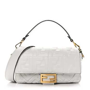 FENDI Nappa FF 1974 Embossed Baguette White