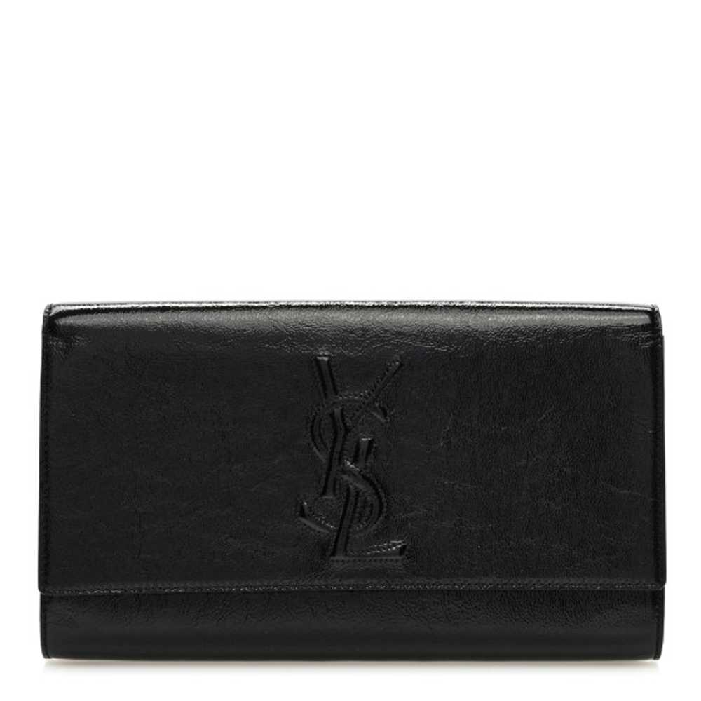 SAINT LAURENT Textured Patent Monogram Large Bell… - image 1