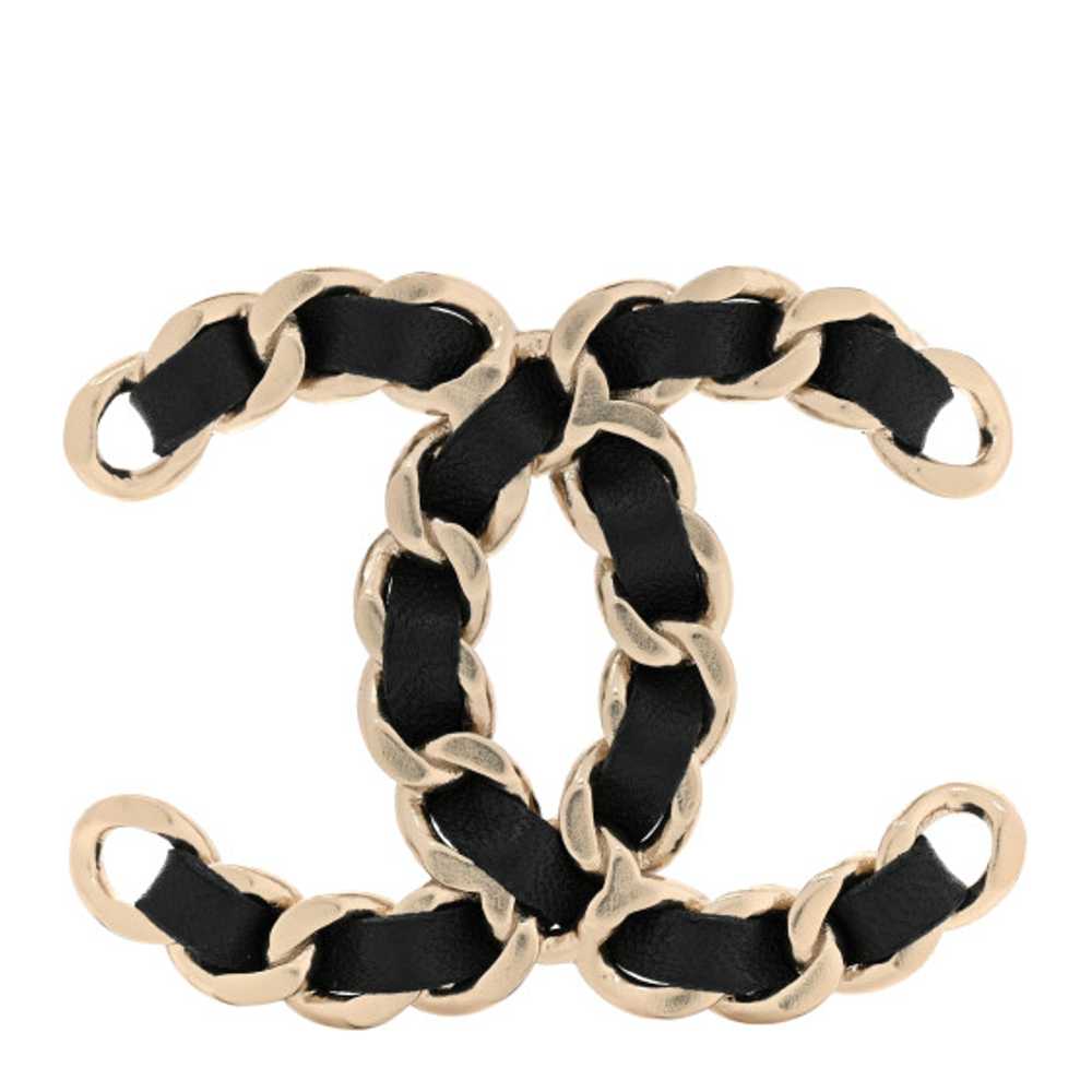 CHANEL Lambskin Chain CC Brooch Black Gold - image 1