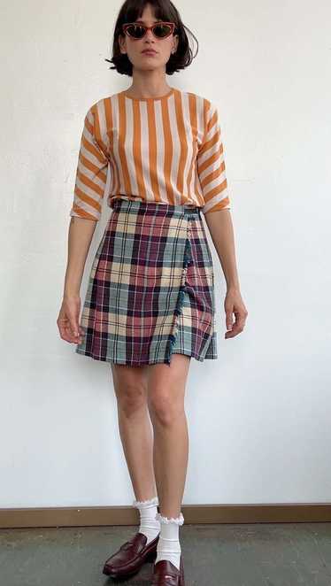 Wool Tartan Mini Skirt - Plaid