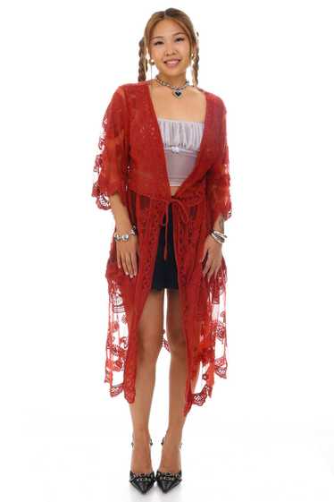 Vintage Y2K Blood Orange Lace Cover Up - OSFM